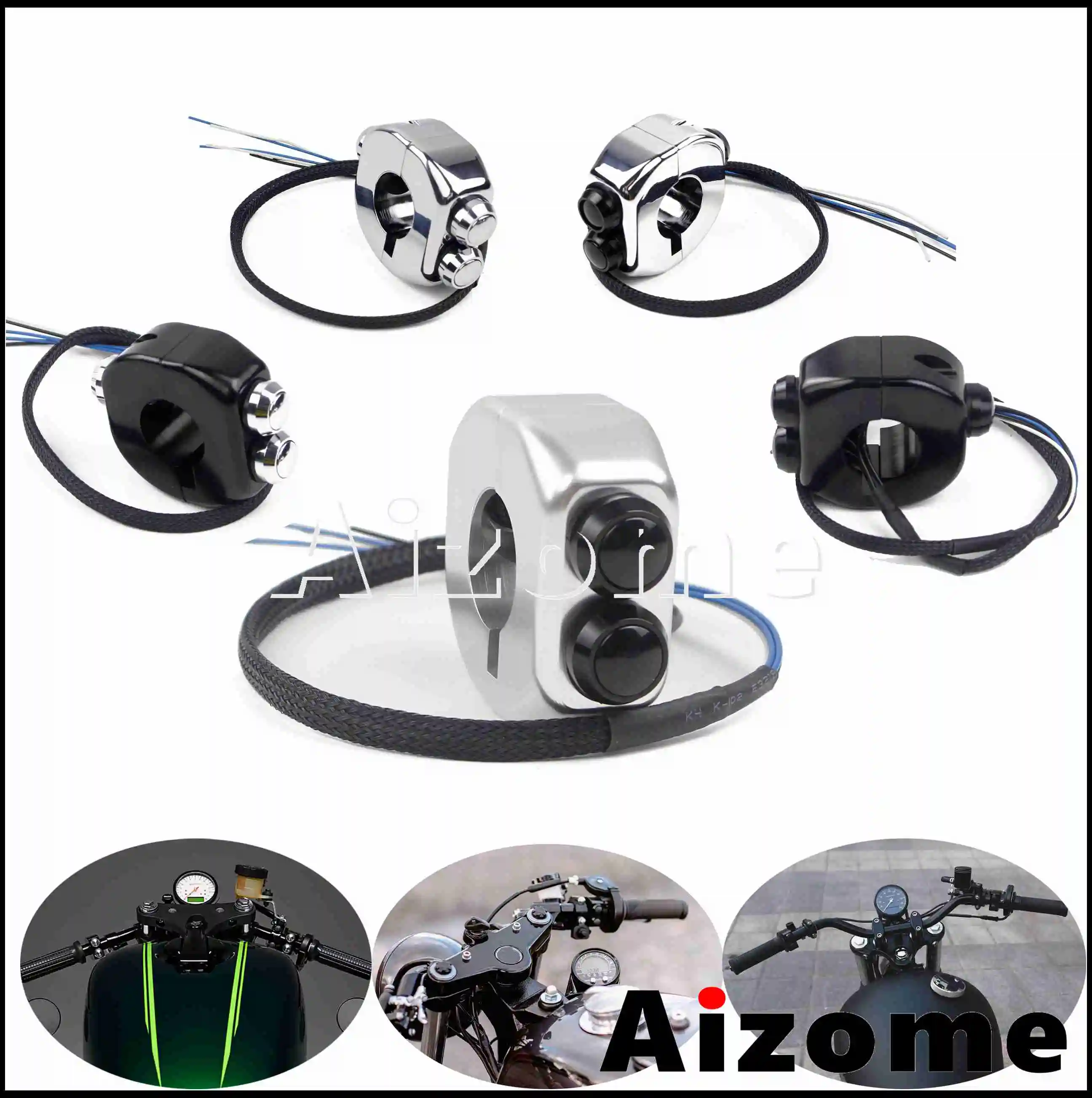 

Universal 25mm Custom ON/OFF M-Switch Housing 3 Button M Unit Push Button 1Inch Handlebar Switch for Harley Cafe Racer Chopper