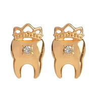 2021 tooth crown earrings womens earrings zircon inlaid fashion personality metal accessories party accessories follow discount