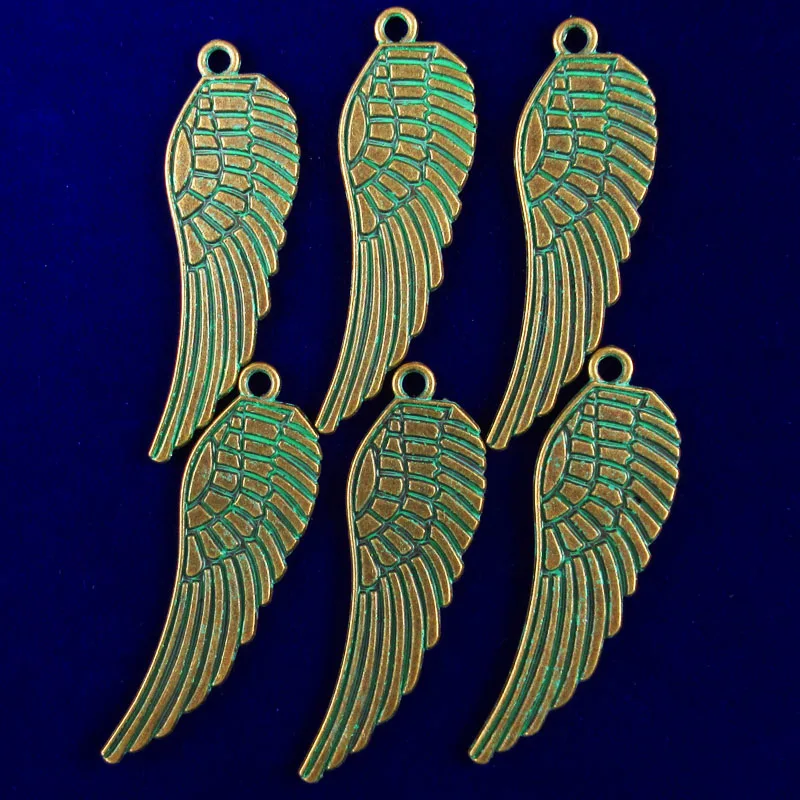 

Beautiful 10Pcs Carved Brass Bronze Wing Pendant Bead 48x15x2mm 10PJ