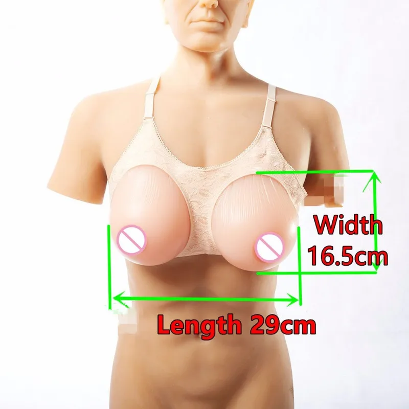 1 Pair 1800g F Cup Silicone Breast Forms CD Realistic Soft Fake Boobs Crossdresser Transgender Queen Transvestite Mastectomy Bra