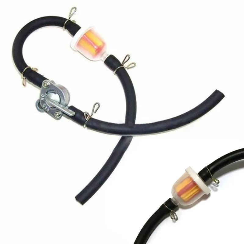 

38cmx4cm Motorcycle Scooter Fuel Filter Tank Switch Oil Hose 50CC-150CC for Dirt Bike LL-MO-180 CE 77 Aubber + Aluminum