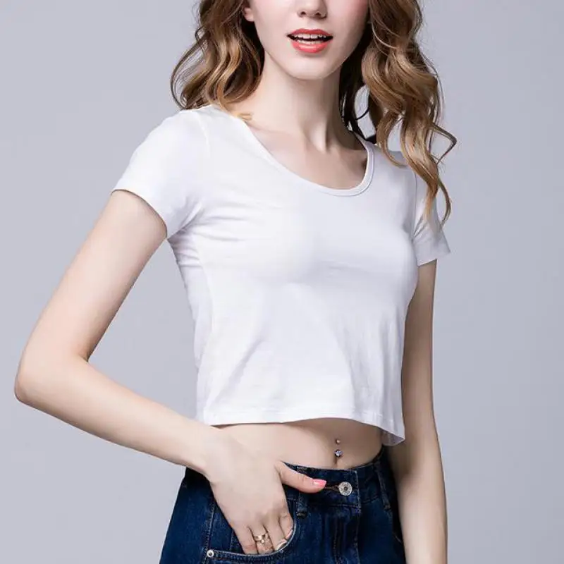 Модальные Короткие рукава с круглым вырезом короткие футболки Летние размеры S-2xl