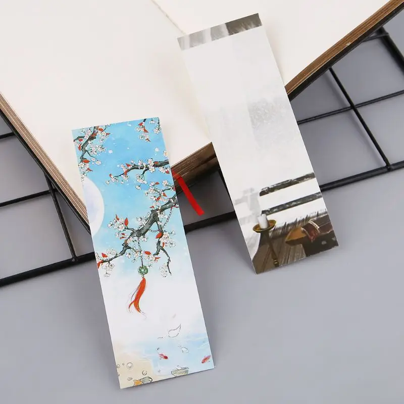 

B2RC 30pcs Creative Chinese Style Paper Bookmarks Painting Cards Retro Beautiful Boxed Bookmark Commemorative Gifts