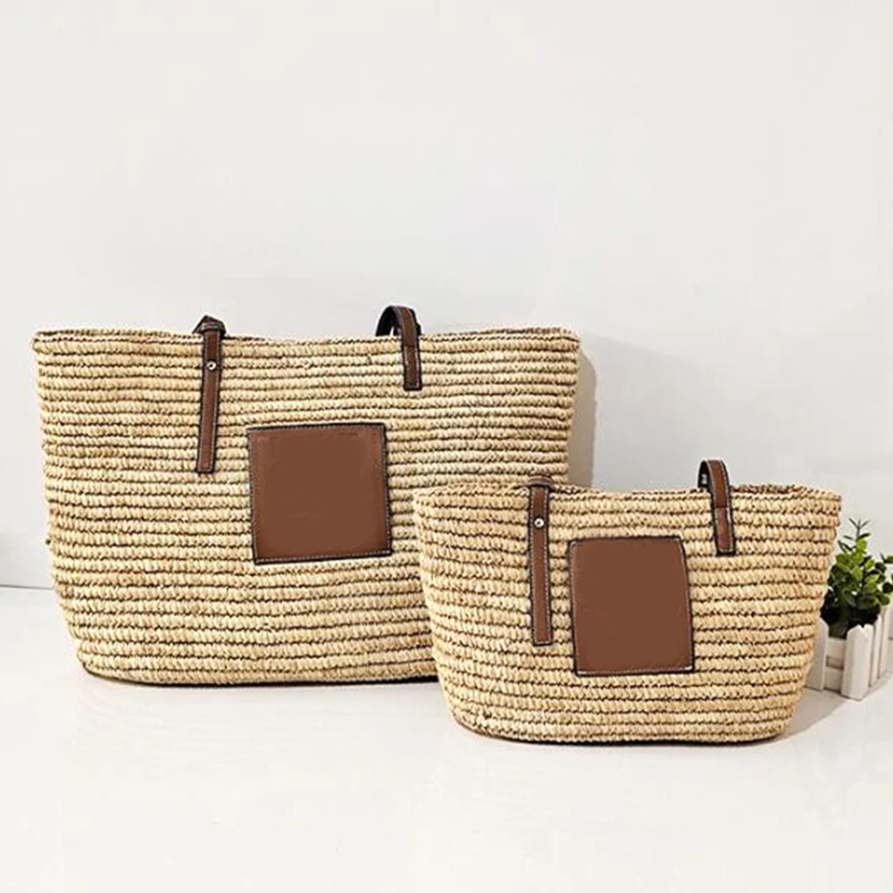 

2021 Casual Female Straw Bucket Bags Women Summer Beach Bags Lady Travel Handbags Shoulder Bag