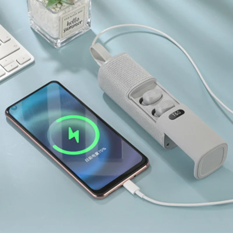Беспроводная гарнитура TWS совместима с Bluetooth 5 0 Спортивная стереоколонка
