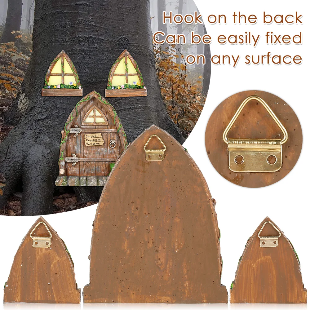 Новая скульптура дерева миниатюрная сказочная карликовая дверь сказочное окно