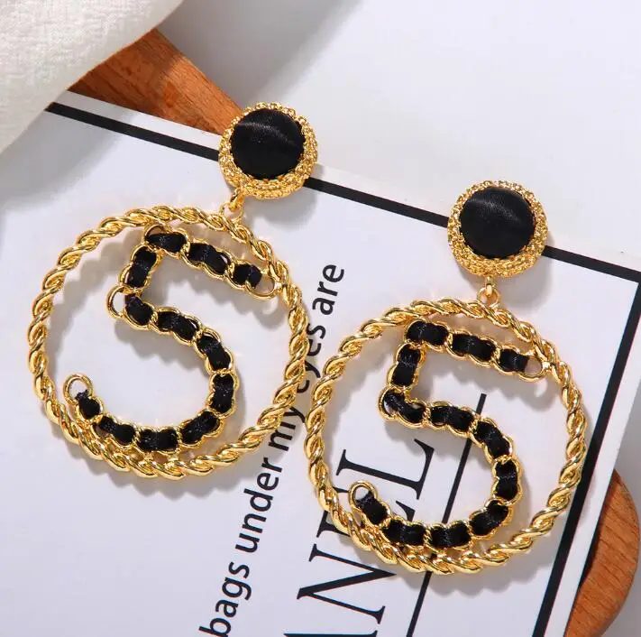 Индивидуальные роскошные большие висячие серьги No.5 круглые Cc|Серьги-подвески| |