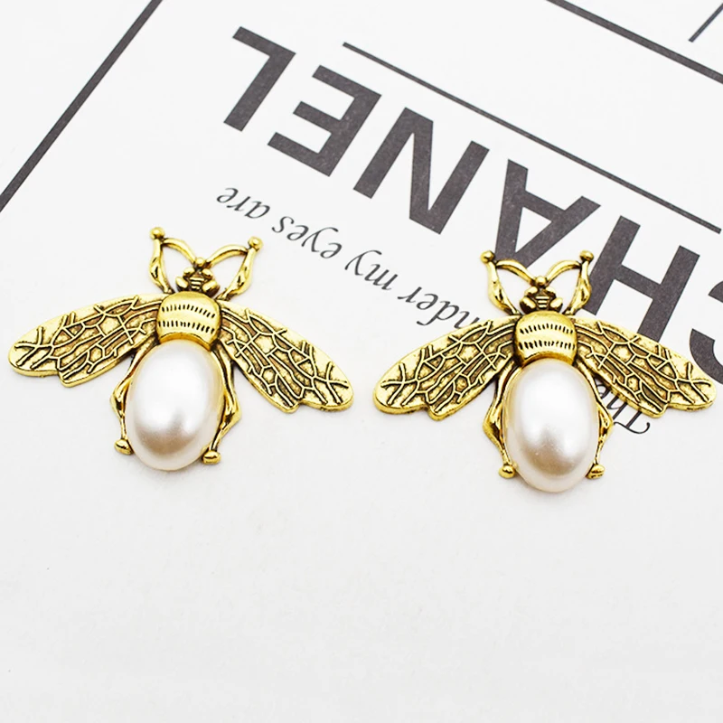 

5pcs Metal Animal Cabochons Antique Gold Bee Patch 47x35mm For DIY Hair Jewelry Brooch Accessoies Handmade Crafts Materials
