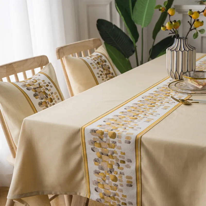 Новая роскошная скатерть из хлопка и льна зеленая голубая настольная кружевная