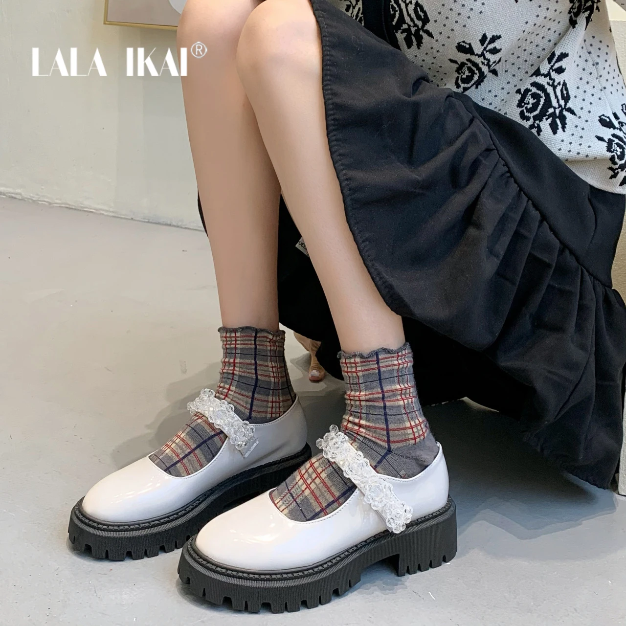 

Туфли LALA IKAI женские на платформе в стиле Лолиты, кожаные туфли на каблуке в японском стиле, студенческие Черные Туфли Мэри Джейн в стиле панк...