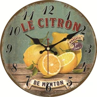 citrus slice on green roundsquarediamond acrylic wall clock fruit orange lemon lime vintage wall clock wall watches home decor