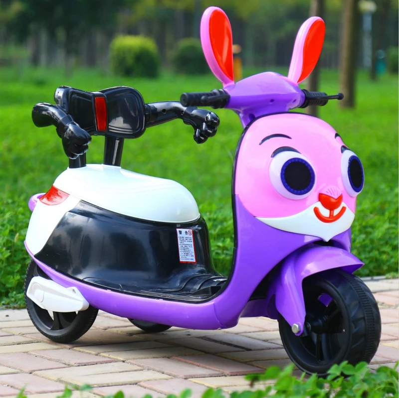 purple New Children Electric Motorcycle Three Wheels Electric Car for Kids Ride on 1-3-6 Years Charging Music Motorcycle Electric Trike - Цвет: purple