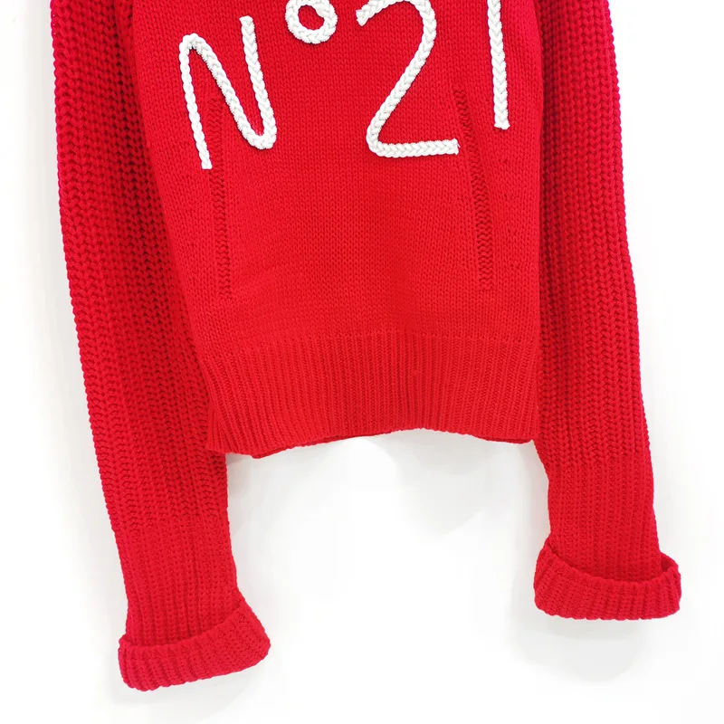 

Early Spring 2021 New Senior Red Sweater N21 Digital Long Sleeve Bottomed Sweater Pullover Women's Wear