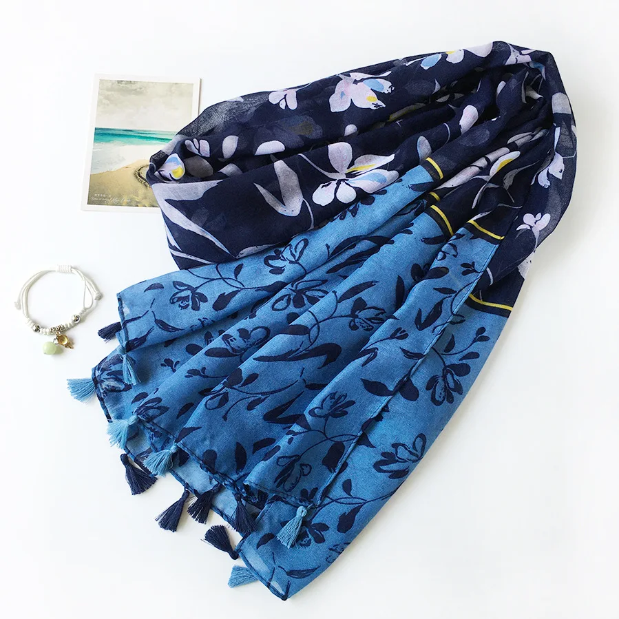 

180*90cm Korean version of women's summer new silk scarf green leaf tassel cotton scarf travel beach towel sunscreen shawl 2021