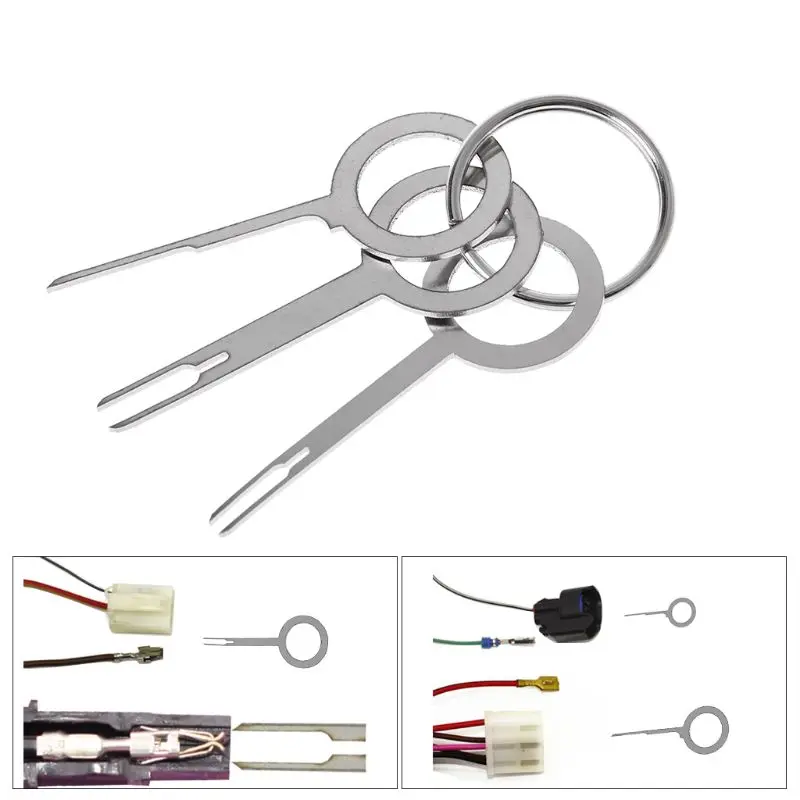 

3xCar Plug Terminal Removal Tool Picker Harness Wiring Crimp Connector Extractor to remove car wire terminals without damage