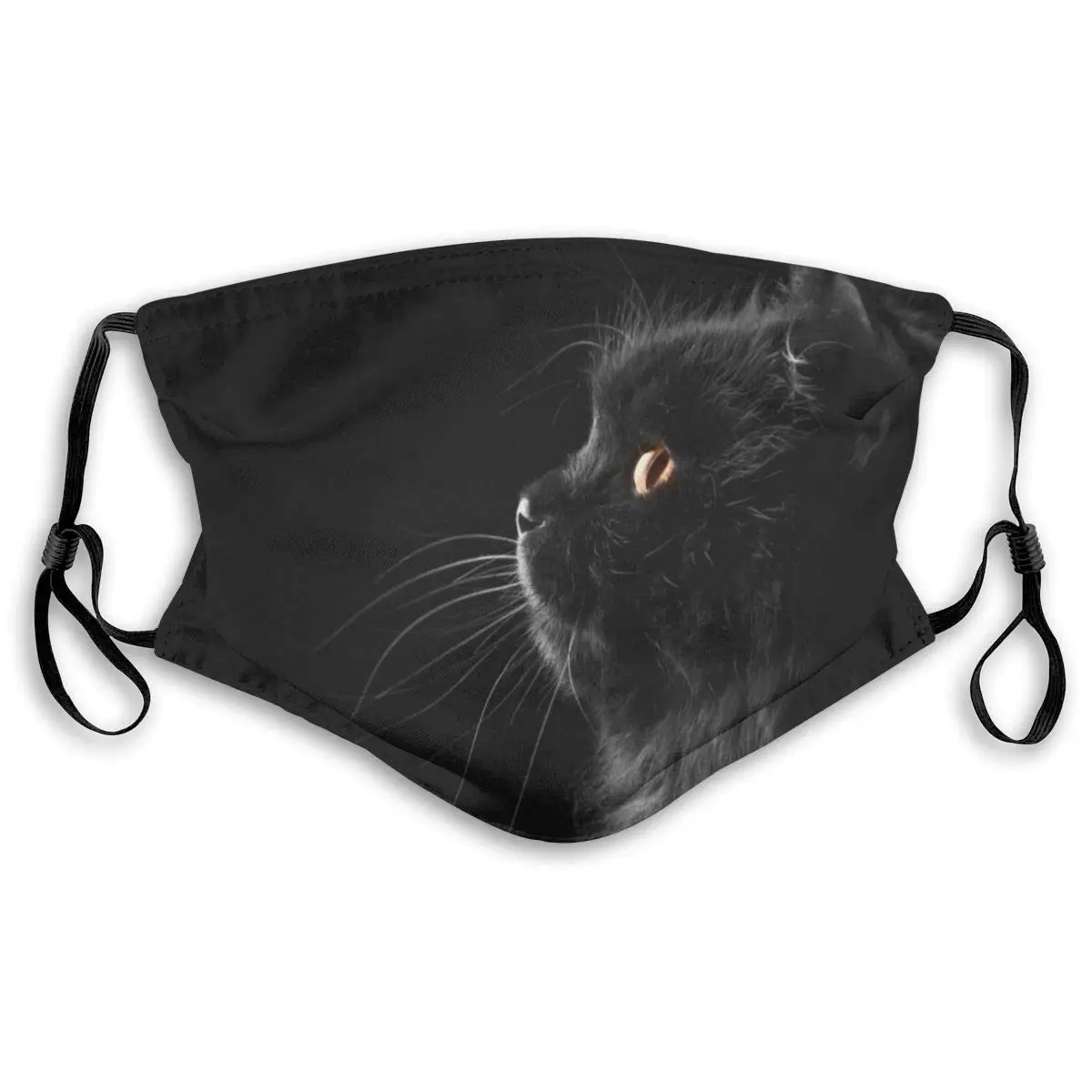 

A Cute Black Cat Washable Reusable Mask Anti Dust Half Face Mouth Mask For Kids Teens Men Women With Adjustable Ear Loops