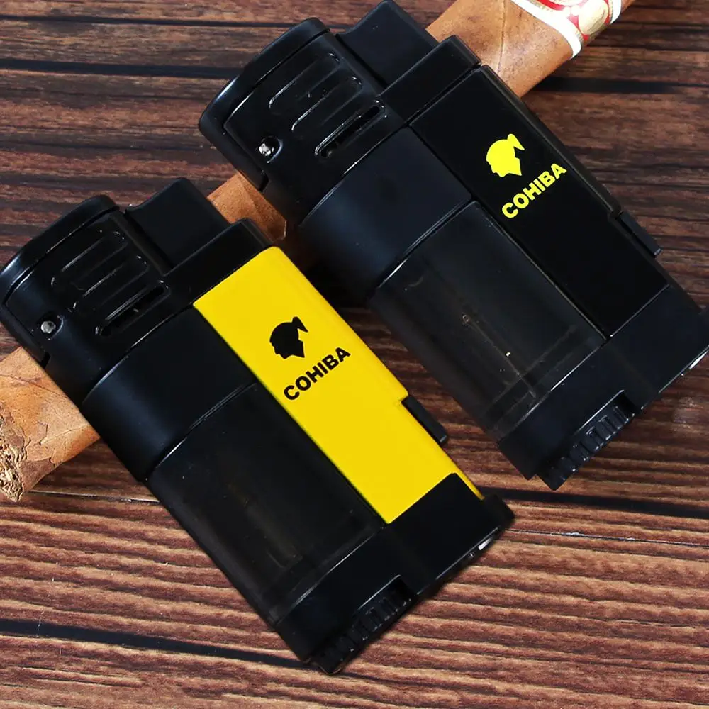 Мини-зажигалка COHIBA металлическая ветрозащитная зажигалка с синим пламенем для