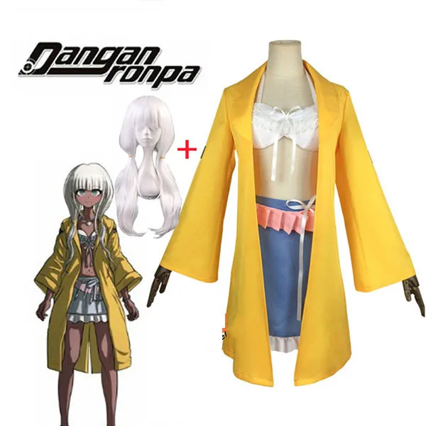 

Anime Danganronpa V3 Angie Yonaga Cosplay Costume Long Wig Top Skirt Trench Halloween Christmas Party Suit Sexy Girl Women