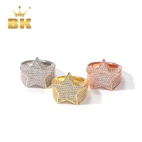 the bling king fashion star rings gold silver color full iced cubic zirconia hiphop ring jewelry for men and women drop shipping