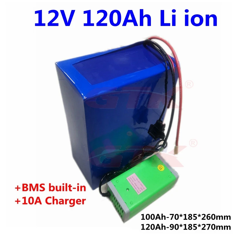 ГТК 12v 100ah 120ah литий ионная батарея bms 3s для RV жилого автофургона хранения