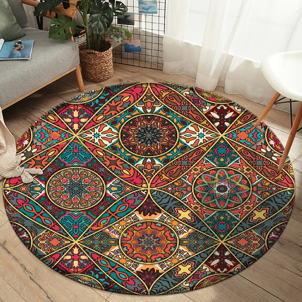 2022 Mandala Print Round Kitchen Mat Anti-slip Modern Area Rug Living Room Balcony Flowers Carpet Doormat Geometric Bath | Дом и сад