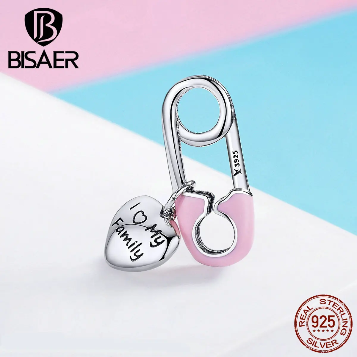 BISAER, 925 пробы, серебряные бусины в форме влюбленной семьи, подвески для женщин, браслет, ожерелья, сделай сам, изготовление ювелирных изделий HSC1145