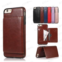 luxury case for iphone 6 6s plus full protection leather flip wallet invisible kickstand shockproof phone case