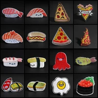 fruit food sushi hot dog pizza french fries poached egg apple chili patches appliques embroidered patch diy accessories