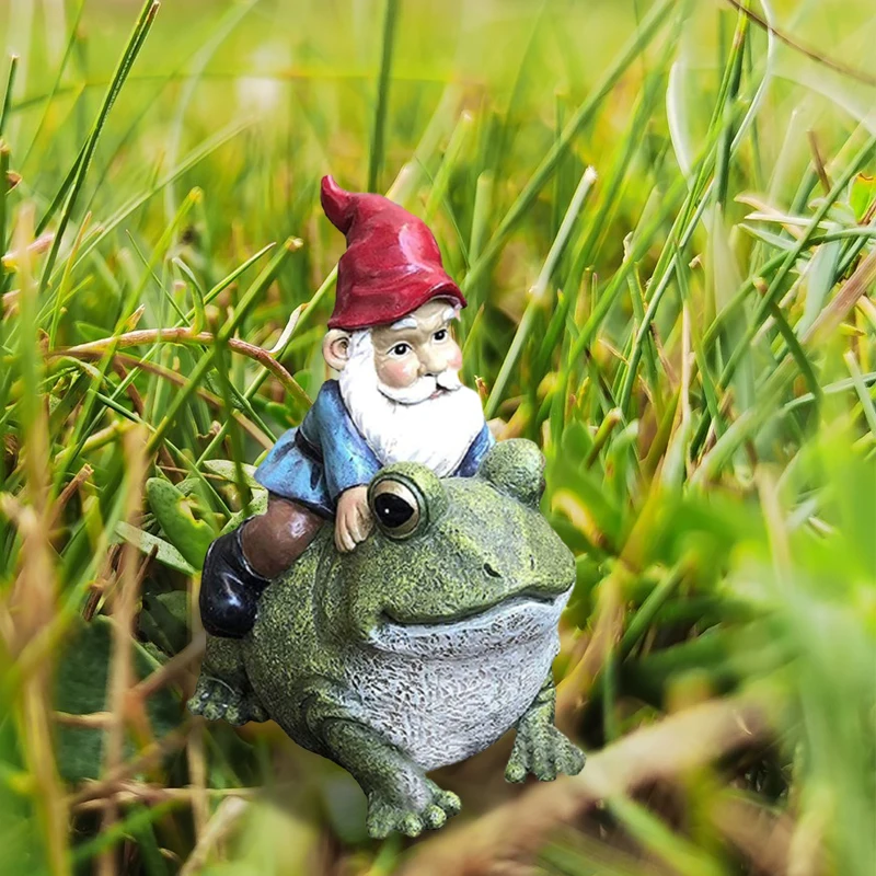 

Gnome Sitting on Frog Statue Resin Garden Figurines for Outdoor Decoration Yard Super Cute Sculpture 10x5x15cm JAN88