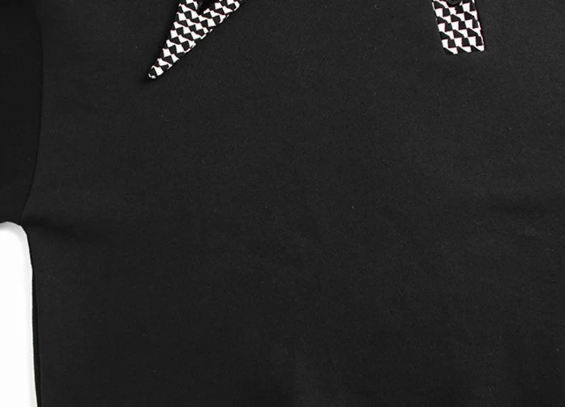 

Black Loose Fit Plaid Sweatshirt New Sailor Collar Long Sleeve Women Big Size Fashion Tide Spring Autumn 2021 1DD3417