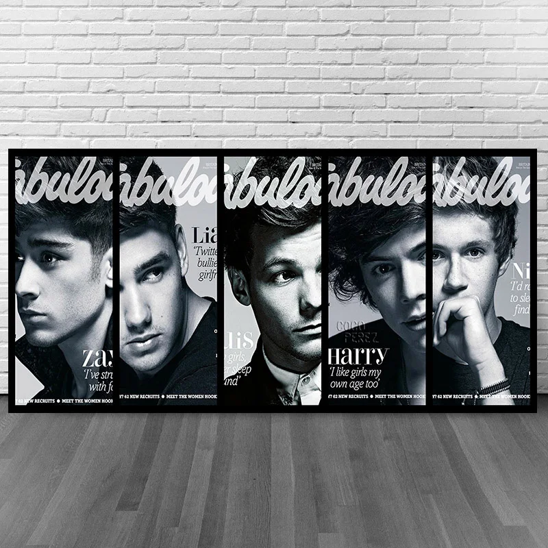 

Black and White British Pop Boy Group Singers Posters Big Size HD Canvas Painting Wall Picture Living Room Decoration No Frame