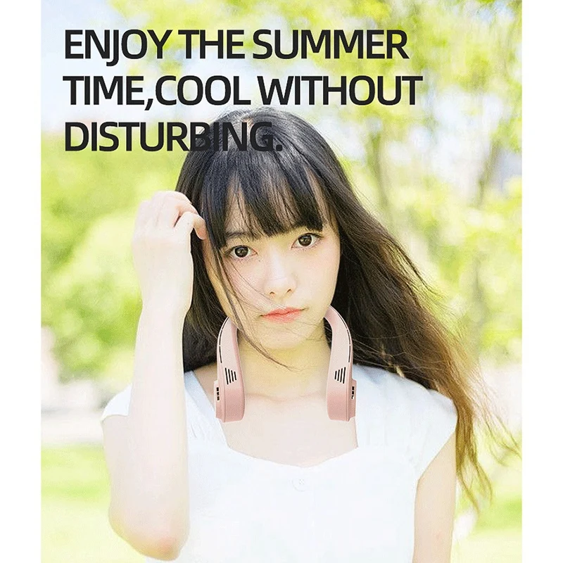 

USB Leafless 3000Mah Battery Personal Fan Low Noise Around the Neck Fan