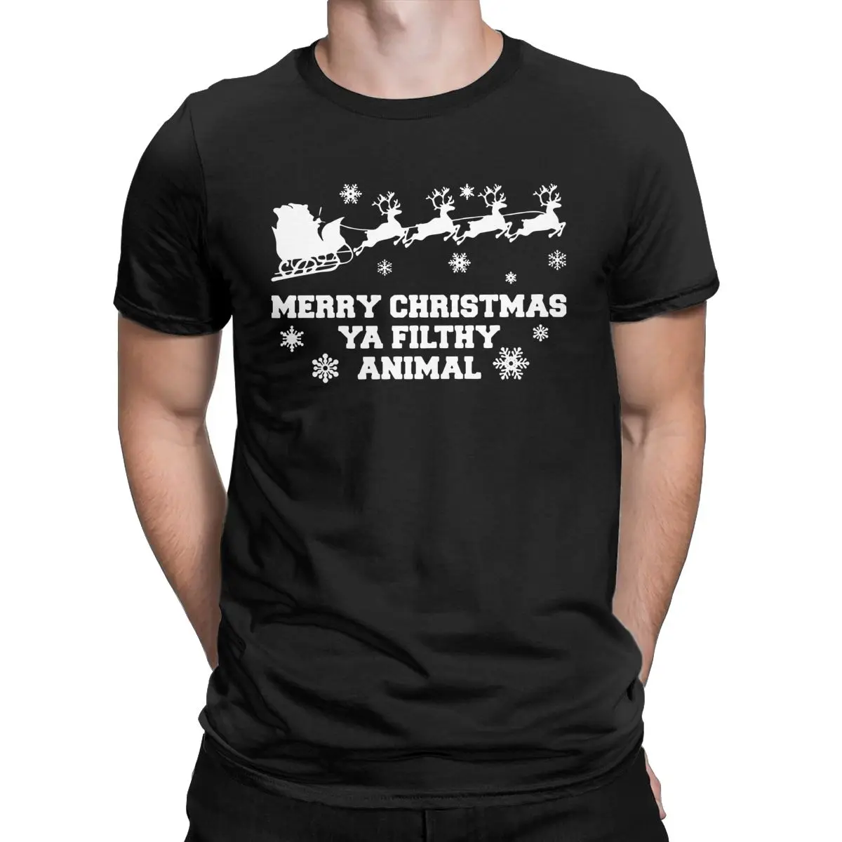 

Футболка с изображением грязных животных Merry Christmas Ya, мужские и женские футболки из чистого хлопка, футболки с круглым вырезом, летние топы с ...