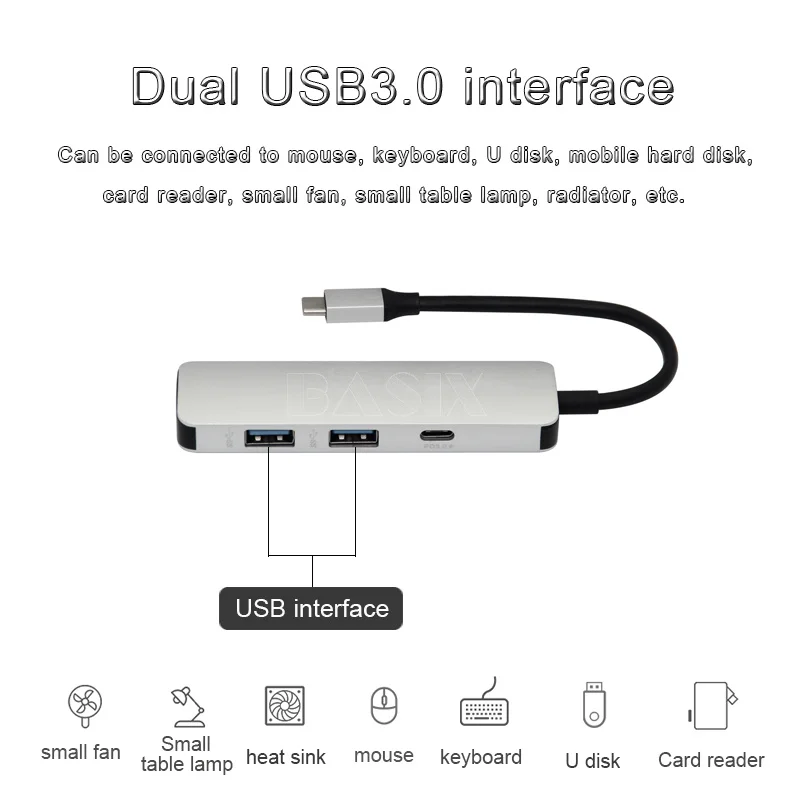 Адаптер Basix USB C HDMI Type Hub Thunderbolt 3 для MacBook Samsung Galaxy S9 Huawei P20 Mate 20 Hub|Кабели VGA| |