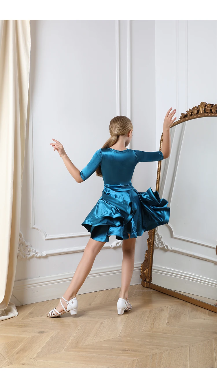 

Latin Dance Dress Children Professional Competition Performance Wear Tango Rumba Salsa Cha Cha Samba Girl Stage Clothes DNV13819