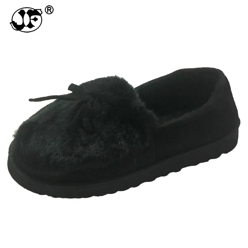 2019 теплые тапочки женская зимняя обувь плюшевые домашние с бантом женские без