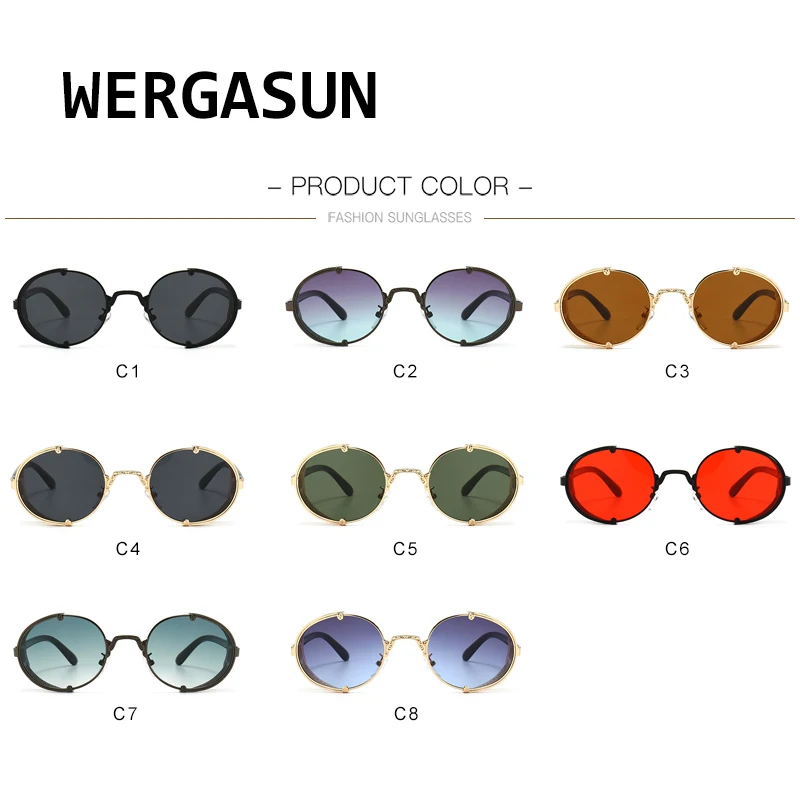 

WERGASUN Classic Punk Sunglasses Men Brand Designer Sunglasses Men Vintage Sun Glasses Women Punk Oculos De Sol Gafas UV400