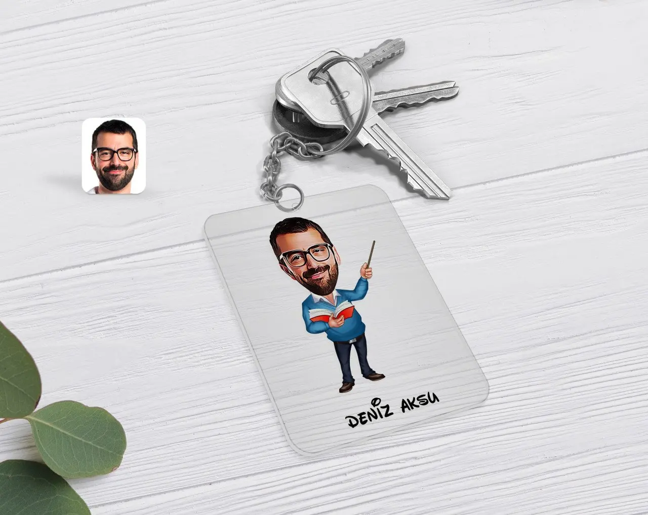 

Personalized Men 'S Teacher Caricature Of Transparent Plexiglass Anahtarlık-2