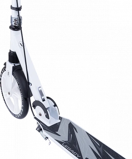 Самокат 2-х колесный Ridex Legacy 250/200мм с ручным тормозом, белый, от Veloolimpcom Veloolimp. Легкий, прочный, надежный, для спортивной езды по дороге с мощными тормозами.