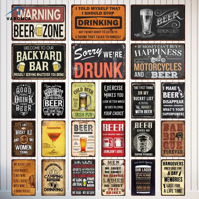 

Beer Plaque Vintage Metal Tin Signs Home Bar Pub Decorative Metal Plates To Alcohol Wall Stickers Beer Poster Bar Decor