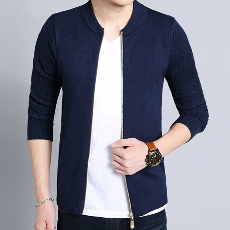 Men's Zipper Open Front Cardigan Sweater Jacket Style Sweaters Knitwear Warm Sweatercoat Cardigans Men Clothing J660