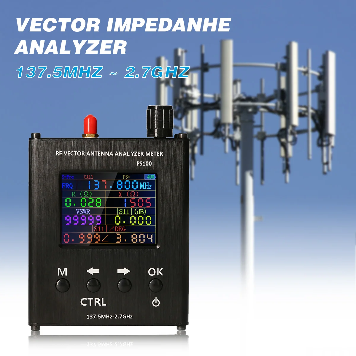 

137.5MHz~2.7GHz 2.4 Inch TFT Display Screen SWR RF Vector Antenna Analyzer Meter Tester SWR Meter for Resistance Impedance