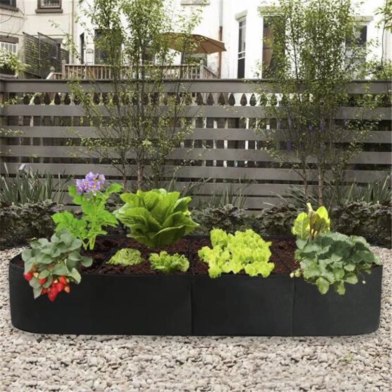 Garden Grow Bags Fabric Raised Planting Bed Rectangle Breathable Felt Fabric Pots Planter Herb Flower Vegetable Plants Bed