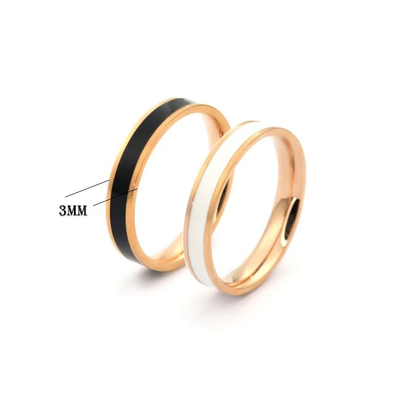 

Black Rose Gold Luxury Frosted Enamel Wedding Engagement Stainless Steel Couple Ring Set Women Men Love Gift Jewelry