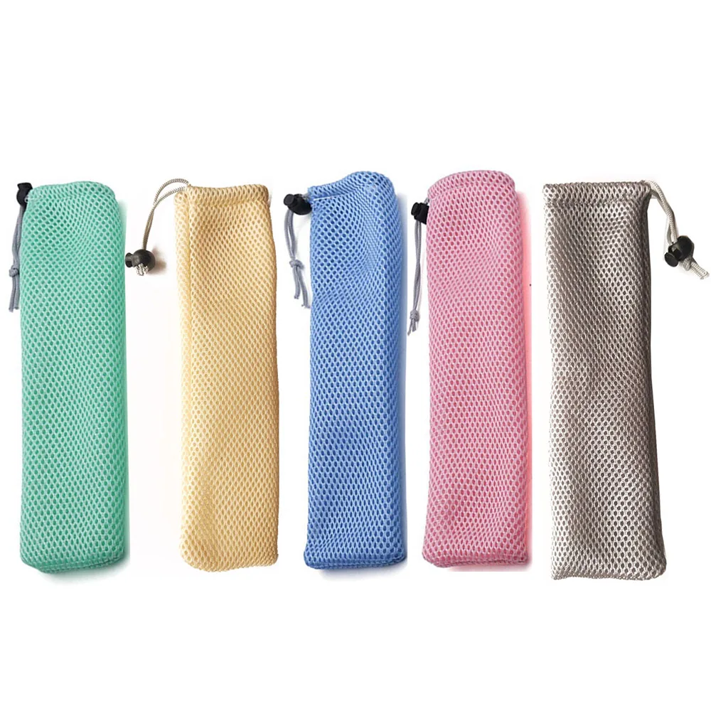 

25cm Straw Bag Portable Travel Mesh Bag Straw Pouch Straw Carrying Case for Straw Cutlery Fork Spoon Tableware Sets Wholesale