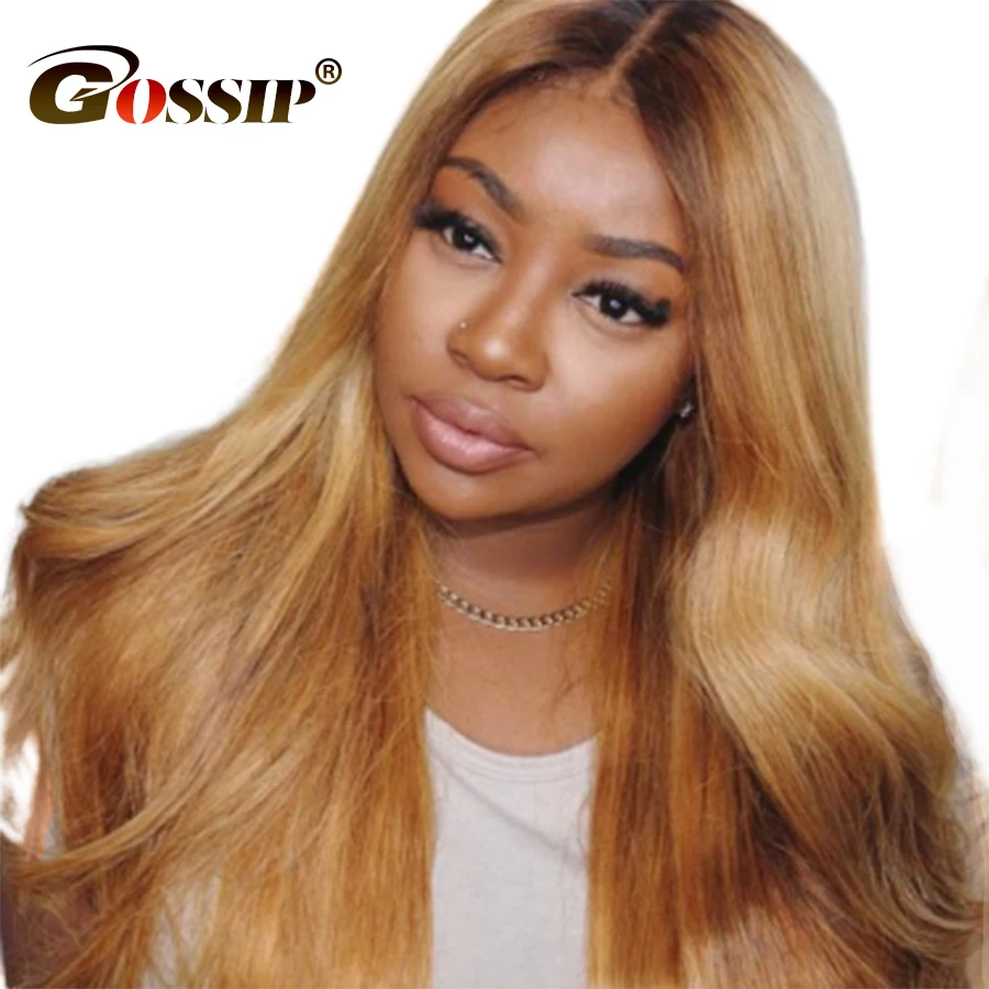 Straight Hair Bundles Honey Blonde Brazilian Weave Non-Remy Gossip #27 Color Extensions 3/4 Pieces | Шиньоны и парики