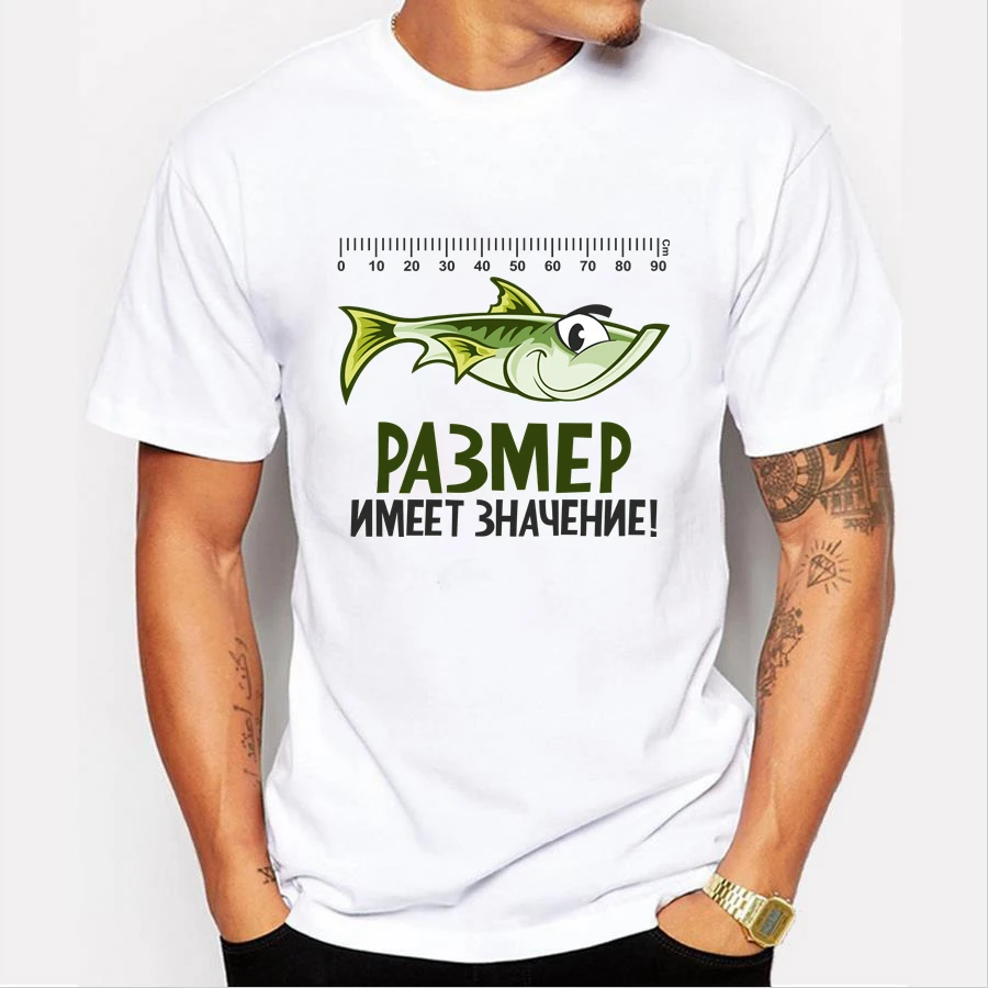 

TriDitya HT0635# Size Matters (Fish) Unisex Cotton Tee-shirt O Neck Short Sleeve Tshirt Custom-made