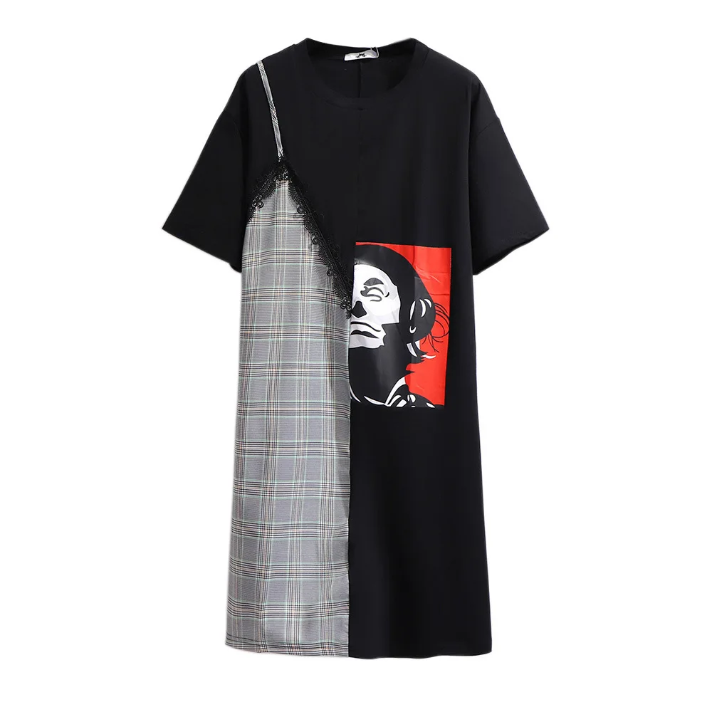 

Женское платье в клетку Sweethug, летнее Хлопковое платье, размеры 2XL, 3XL, 4XL, 5XL, 6XL, обхват груди 156 см, черный цвет, 2021