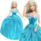 Аксессуары для кукол ручной работы, Сказочный наряд, голубое кружево, платье с блестками, классическая одежда принцессы для кукол Барби, 1 комплект