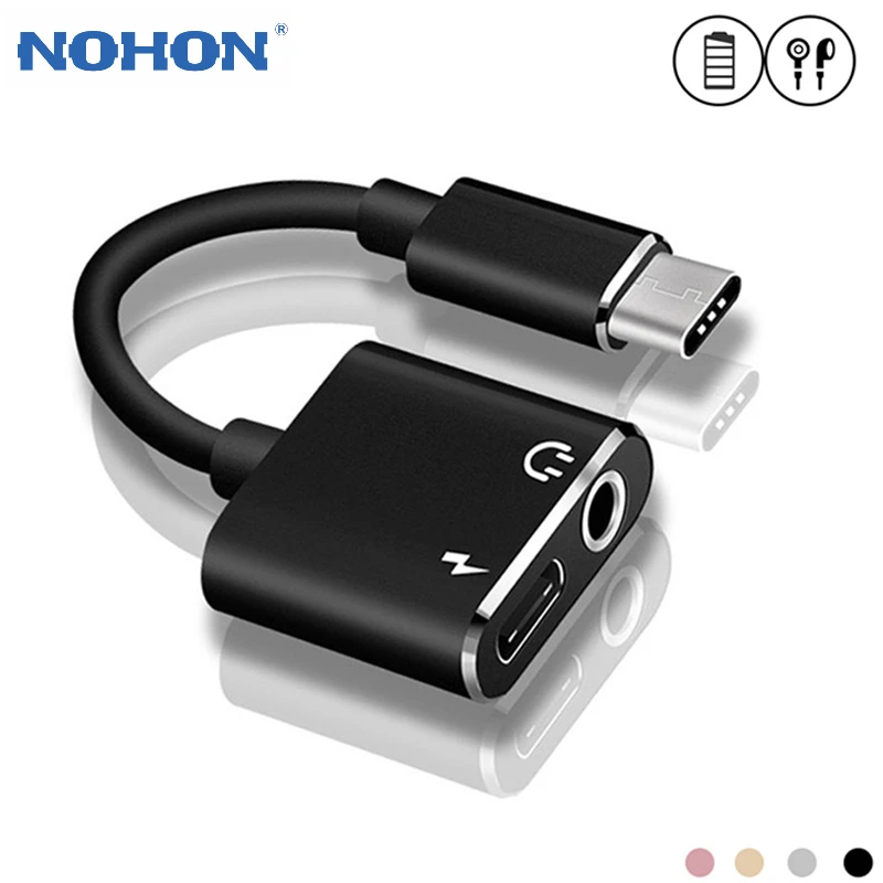 Фото NOHON USB Type C до 3 5 мм разъем для наушников адаптер Huawei Xiaomi Le на обоих концах